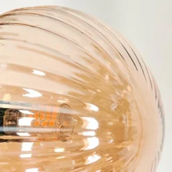 hofstein Lampadaire - Verre 10 cm, 12 cm Remaisnil Ambre, 5 lumières