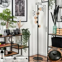 hofstein Lampadaire - Verre 10 cm, 12 cm Remaisnil Ambre, 5 lumières