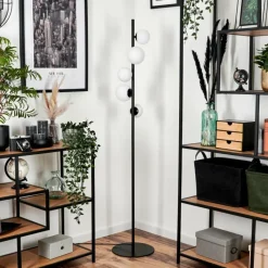 hofstein Lampadaire - Verre 10 cm, 12 cm Remaisnil Blanc, 5 lumières