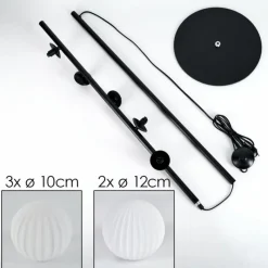 hofstein Lampadaire - Verre 10 cm, 12 cm Remaisnil Blanc, 5 lumières