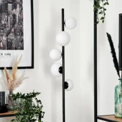 hofstein Lampadaire - Verre 10 cm, 12 cm Remaisnil Blanc, 5 lumières