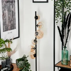 hofstein Lampadaire - Verre 10 cm, 12 cm, 15 cm Remaisnil Ambre, Clair, 6 lumières