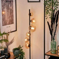 hofstein Lampadaire - Verre 10 cm, 12 cm, 15 cm Remaisnil Ambre, Clair, 6 lumières