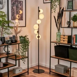 hofstein Lampadaire - Verre 10 cm, 12 cm Remaisnil Blanc, 6 lumières