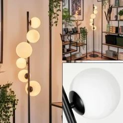 hofstein Lampadaire - Verre 10 cm, 12 cm, 15 cm Remaisnil Blanc, 6 lumières