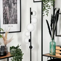 hofstein Lampadaire - Verre 10 cm, 12 cm, 15 cm Remaisnil Blanc, 6 lumières