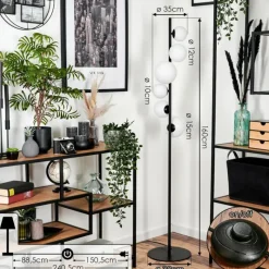 hofstein Lampadaire - Verre 10 cm, 12 cm, 15 cm Remaisnil Blanc, 6 lumières