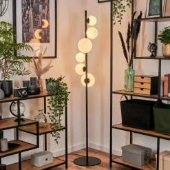 hofstein Lampadaire - Verre 10 cm, 12 cm, 15 cm Remaisnil Blanc, 6 lumières