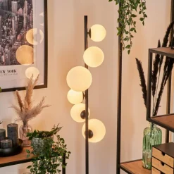 hofstein Lampadaire - Verre 10 cm, 12 cm, 15 cm Remaisnil Blanc, 6 lumières