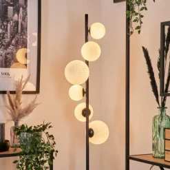 hofstein Lampadaire - Verre 10 cm, 12 cm, 15 cm Remaisnil Blanc, 6 lumières