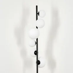 hofstein Lampadaire - Verre 10 cm, 12 cm, 15 cm Remaisnil Blanc, 6 lumières