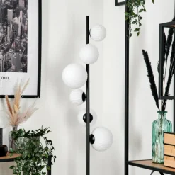 hofstein Lampadaire - Verre 10 cm, 12 cm, 15 cm Remaisnil Blanc, 6 lumières