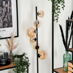 hofstein Lampadaire - Verre 10 cm, 12 cm, 15 cm Remaisnil Ambre, 6 lumières