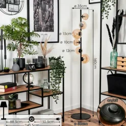 hofstein Lampadaire - Verre 10 cm, 12 cm, 15 cm Remaisnil Ambre, 6 lumières