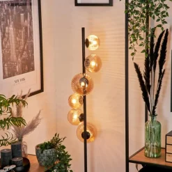 hofstein Lampadaire - Verre 10 cm, 12 cm, 15 cm Remaisnil Ambre, 6 lumières