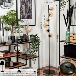 hofstein Lampadaire - Verre 10 cm, 12 cm Remaisnil Ambre, 6 lumières