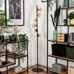 hofstein Lampadaire - Verre 10 cm, 12 cm Remaisnil Ambre, 6 lumières