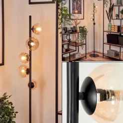 hofstein Lampadaire - Verre 10 cm, 12 cm Remaisnil Ambre, Clair, 5 lumières