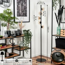 hofstein Lampadaire - Verre 10 cm, 12 cm Remaisnil Ambre, Clair, 5 lumières