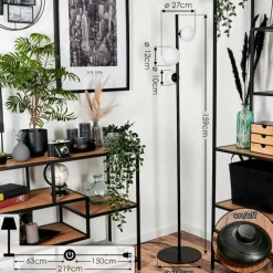 hofstein Lampadaire - Verre 10 cm, 12 cm Remaisnil Blanc, 3 lumières