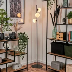 hofstein Lampadaire - Verre 10 cm, 12 cm Remaisnil Blanc, 3 lumières