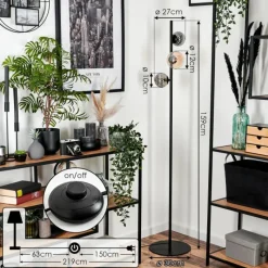 hofstein Lampadaire - Verre 10 cm, 12 cm Remaisnil Ambre, Fumé, 3 lumières