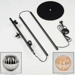 hofstein Lampadaire - Verre 10 cm, 12 cm Remaisnil Ambre, Fumé, 3 lumières