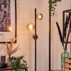 hofstein Lampadaire - Verre 10 cm, 12 cm Remaisnil Ambre, Fumé, 3 lumières