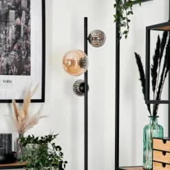 hofstein Lampadaire - Verre 10 cm, 15 cm Remaisnil Ambre, Fumé, 3 lumières