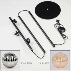 hofstein Lampadaire - Verre 10 cm, 15 cm Remaisnil Ambre, Fumé, 3 lumières