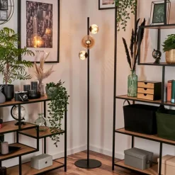 hofstein Lampadaire - Verre 10 cm, 15 cm Remaisnil Ambre, Fumé, 3 lumières