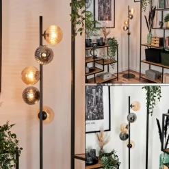 hofstein Lampadaire - Verre 10 cm, 12 cm Remaisnil Ambre, Fumé, 5 lumières