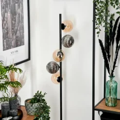 hofstein Lampadaire - Verre 10 cm, 12 cm Remaisnil Ambre, Fumé, 5 lumières