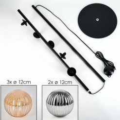 hofstein Lampadaire - Verre 10 cm, 12 cm Remaisnil Ambre, Fumé, 5 lumières