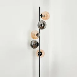 hofstein Lampadaire - Verre 10 cm, 12 cm Remaisnil Ambre, Fumé, 5 lumières