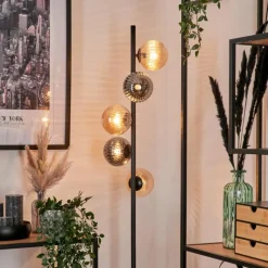 hofstein Lampadaire - Verre 10 cm, 12 cm Remaisnil Ambre, Fumé, 5 lumières