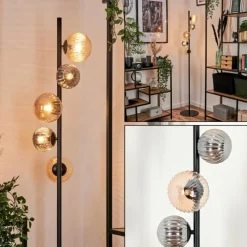 hofstein Lampadaire - Verre 10 cm, 12 cm Remaisnil Ambre, Clair, 5 lumières