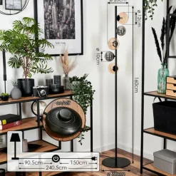 hofstein Lampadaire - Verre 10 cm, 12 cm Remaisnil Ambre, Clair, 5 lumières