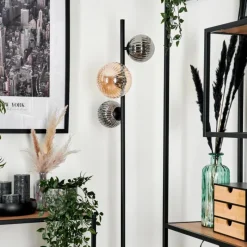 hofstein Lampadaire - Verre 12 cm, 15 cm Remaisnil Noir, 3 lumières