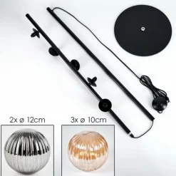 hofstein Lampadaire - Verre 10 cm, 12 cm Remaisnil Noir, 5 lumières