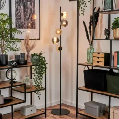 hofstein Lampadaire - Verre 10 cm, 12 cm Remaisnil Noir, 5 lumières