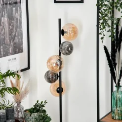 Suspension Verre Fumé-hofstein Lampadaire - Verre 12 cm, 15 cm Remaisnil Noir, 5 lumières