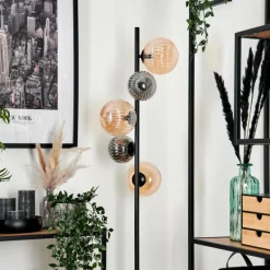 Suspension Verre Fumé-hofstein Lampadaire - Verre 12 cm, 15 cm Remaisnil Noir, 5 lumières