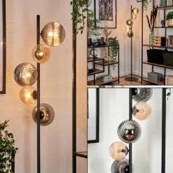 Suspension Verre Fumé-hofstein Lampadaire - Verre 12 cm, 15 cm Remaisnil Noir, 5 lumières