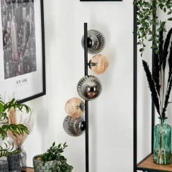 Suspension Verre Fumé-hofstein Lampadaire - Verre 12 cm, 15 cm Remaisnil Noir, 5 lumières