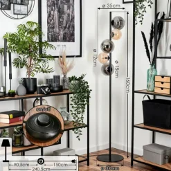 Suspension Verre Fumé-hofstein Lampadaire - Verre 12 cm, 15 cm Remaisnil Noir, 5 lumières