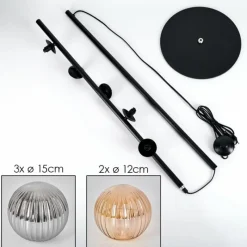 Suspension Verre Fumé-hofstein Lampadaire - Verre 12 cm, 15 cm Remaisnil Noir, 5 lumières