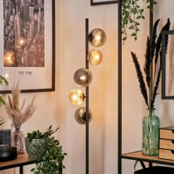 Suspension Verre Fumé-hofstein Lampadaire - Verre 10 cm, 12 cm Remaisnil Noir, 5 lumières