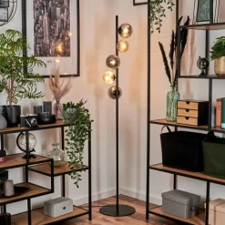 Suspension Verre Fumé-hofstein Lampadaire - Verre 10 cm, 12 cm Remaisnil Noir, 5 lumières