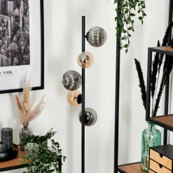 Suspension Verre Fumé-hofstein Lampadaire - Verre 10 cm, 12 cm Remaisnil Noir, 5 lumières